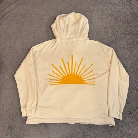 Faherty Womens Daybreak French Terry Hoodie 1/4 Snap Kangaroo Pocket Medium - Picture 12 of 16